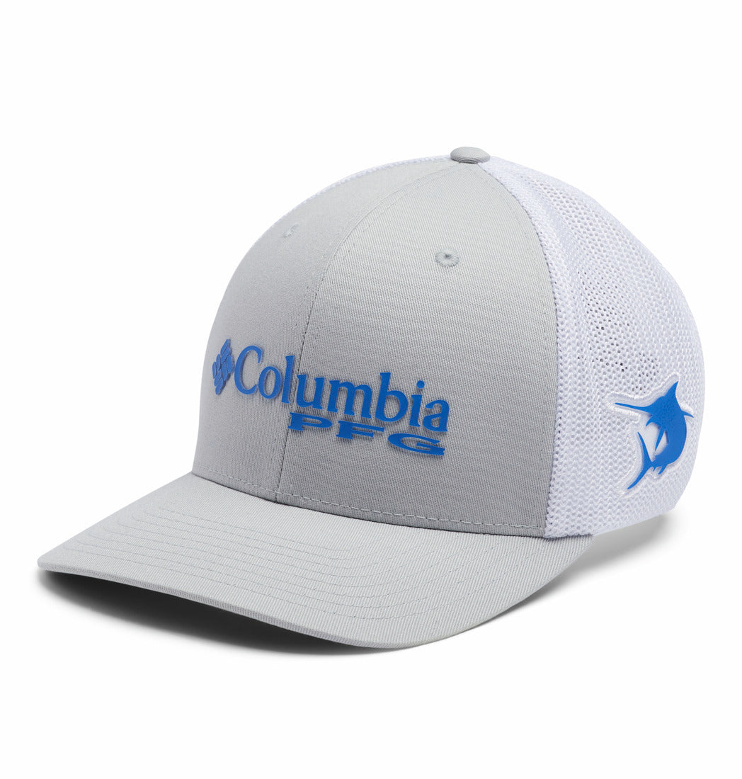 1503971-PFG Logo™ Mesh Ball Cap - High-COLUMBIA#color_021-cool-grey-white-vivid-blue-marlin