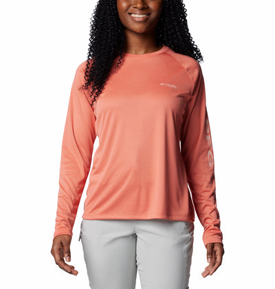 1577661-Tidal Tee™ II Long Sleeve-COLUMBIA#color_853-faded-peach-faux-pink-logo